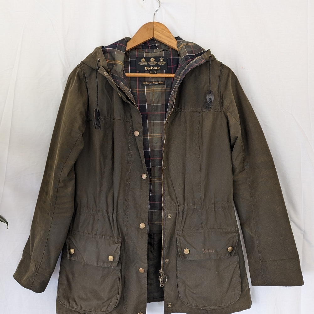 Barbour Waxed Jacket with Attached Hood